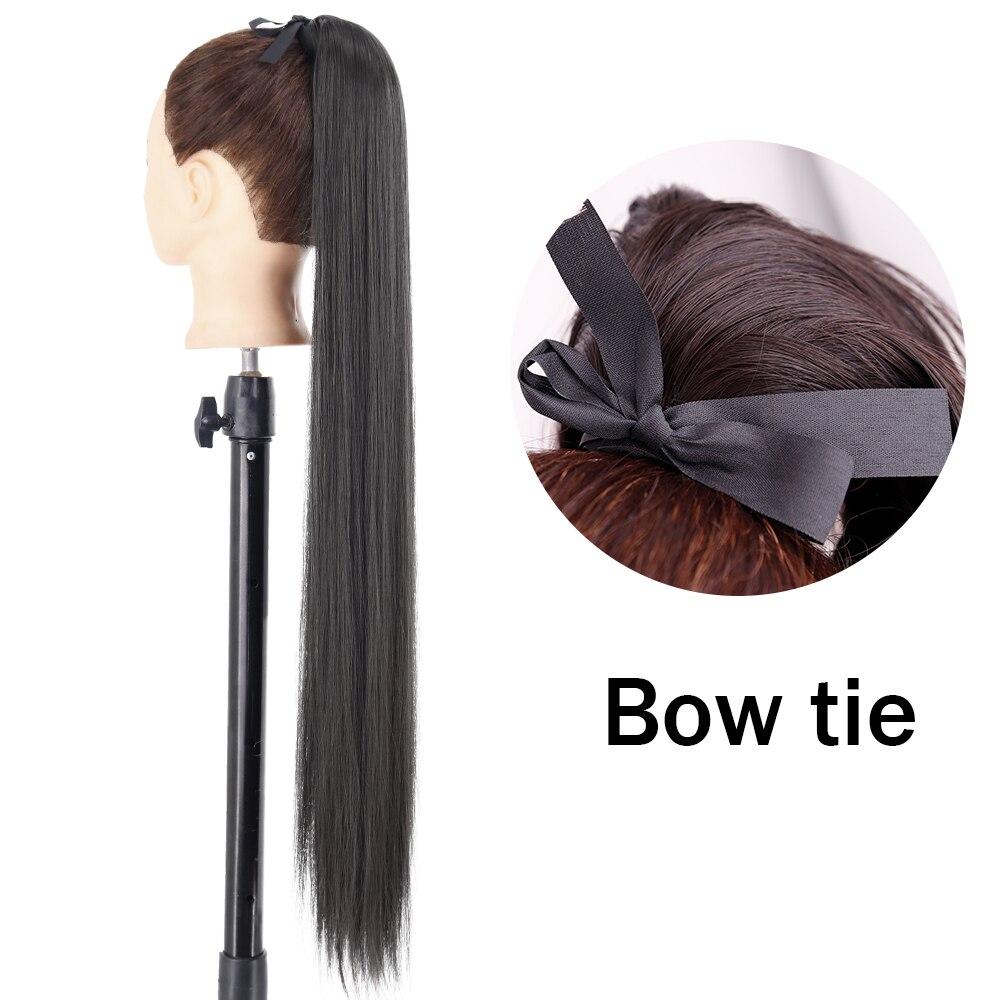 XINRAN Женский супер длинный прямой парик с хвостиком, красочный галстук-бабочка на липучке, наращивание волос с конским хвостом, синтетический термостойкий конский хвост