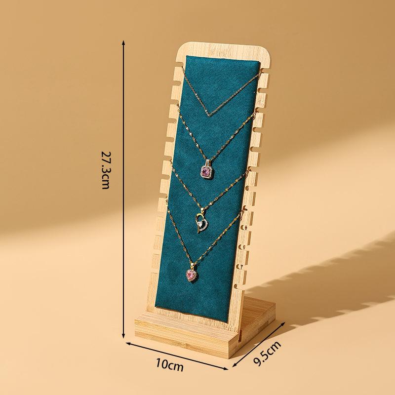 Fashion Wood Necklace Display Stand Large Capacity Pendant Bracelet Anklet Long Chain Jewelry Storage Rack Counter Showcase Prop
