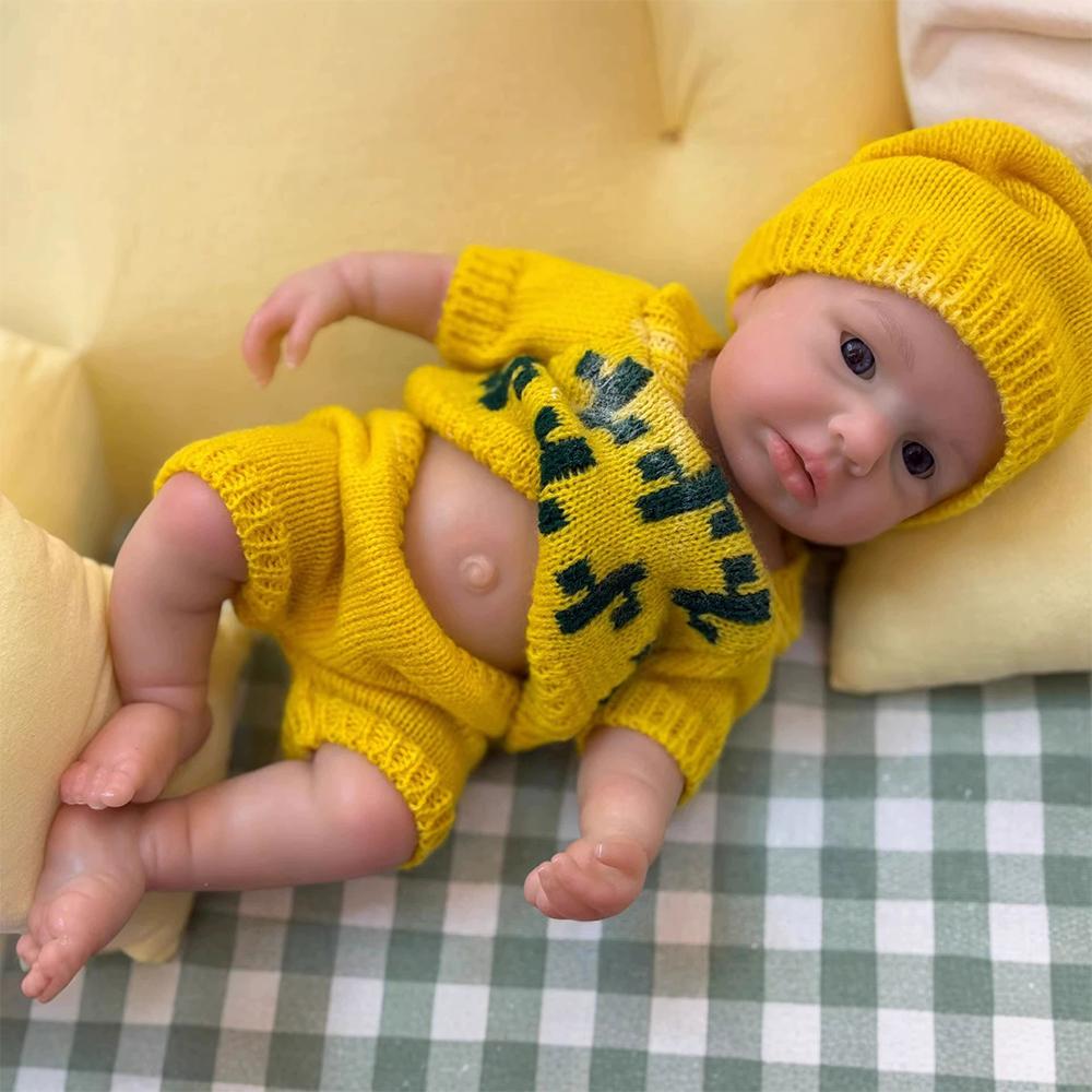 100% Full Body Silicone Reborn Baby Doll 13inch Realistic Soft Baby Toys for Children Dolls Gift