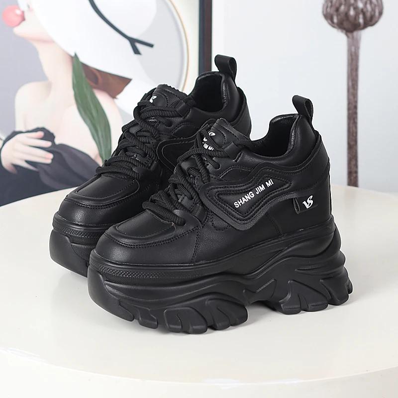 Fashion 12CM Synthetic Autumn Winter Spring Plush Warm Down Women Sneakers Wedge Ankle Booties Shoes Leather Platform Boots Winter