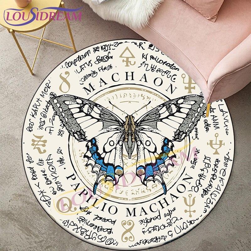 Ковры Death Moth для гостиной, ковер, готический череп, круглый ковер, напольный коврик, ковер с бабочкой, луной и звездой, коврик для двери