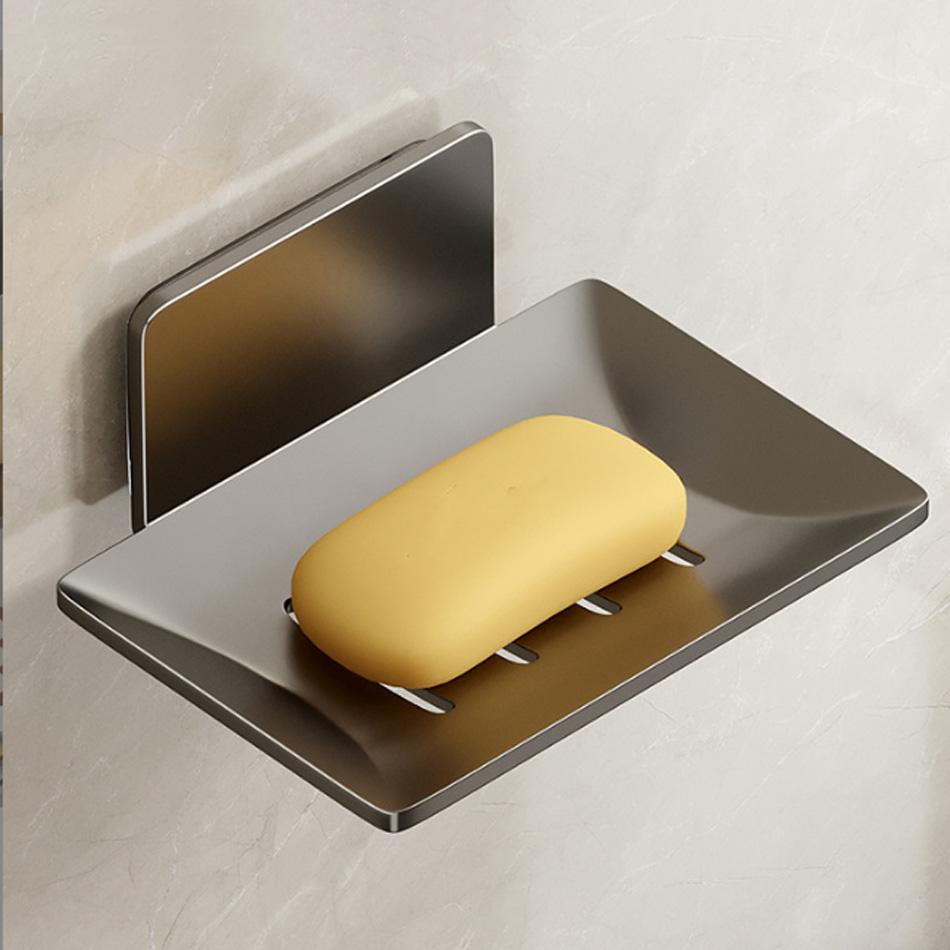 Съемный держатель для мыльницы, клейкий, черный, белый, серый, алюминиевый, креативный, для туалета, мытья рук, ванной, душа, держатели для мыла, полка