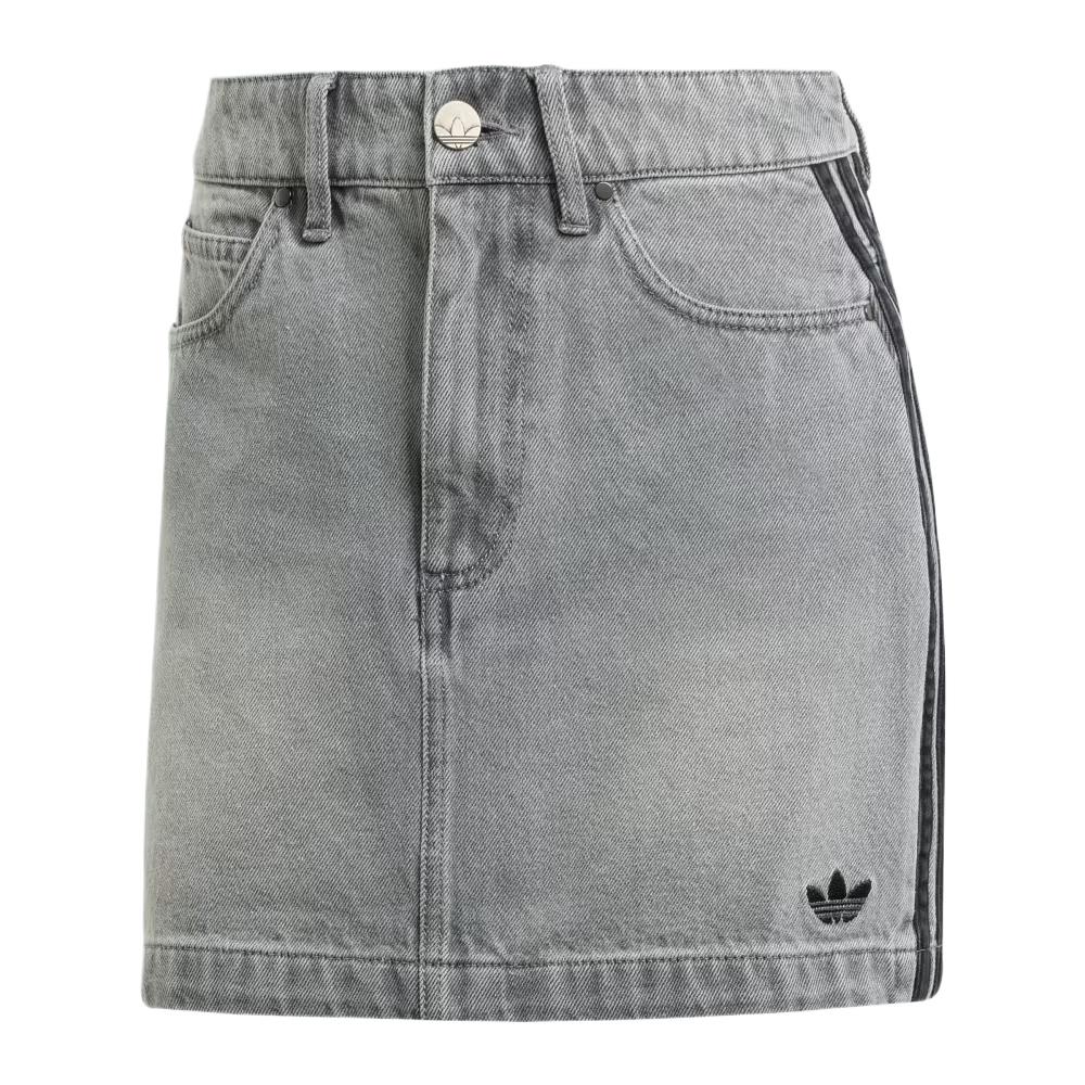 adidas Оригинальная джинсовая мини-юбка Adicolor, выцветший серый, женская JW2657