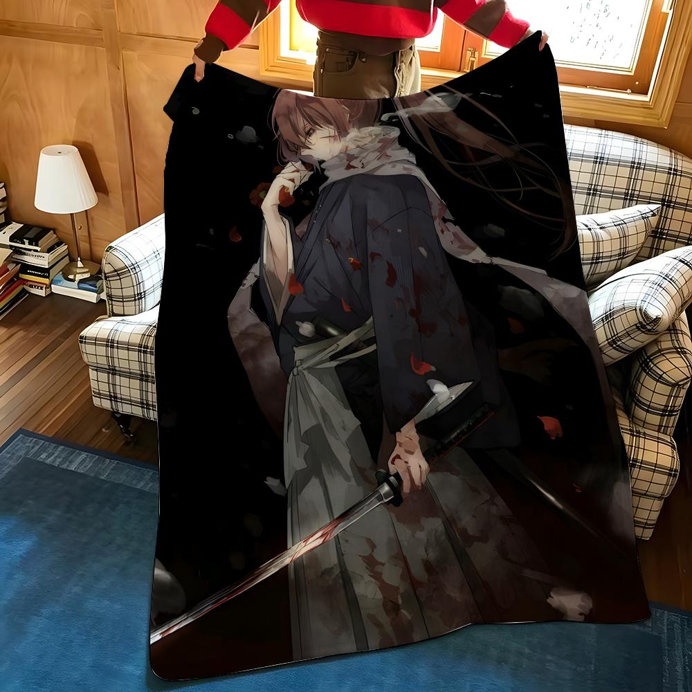 Аниме R-Rurouni K-Kenshin Плед с принтом, Фланелевый, Уютный, Портативный, Прочный, Машинная стирка, Милый, Крутой