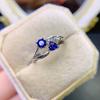 Vintage Blue Sapphire Flower Ring with Tourmaline and Zircon