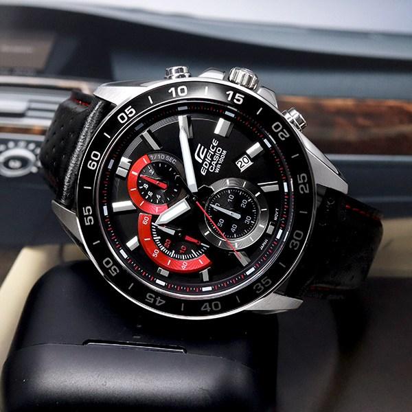 Casio Edifice Dynamic Sporty Design Luxury Chrono Leather Watch EFV-550L-1A