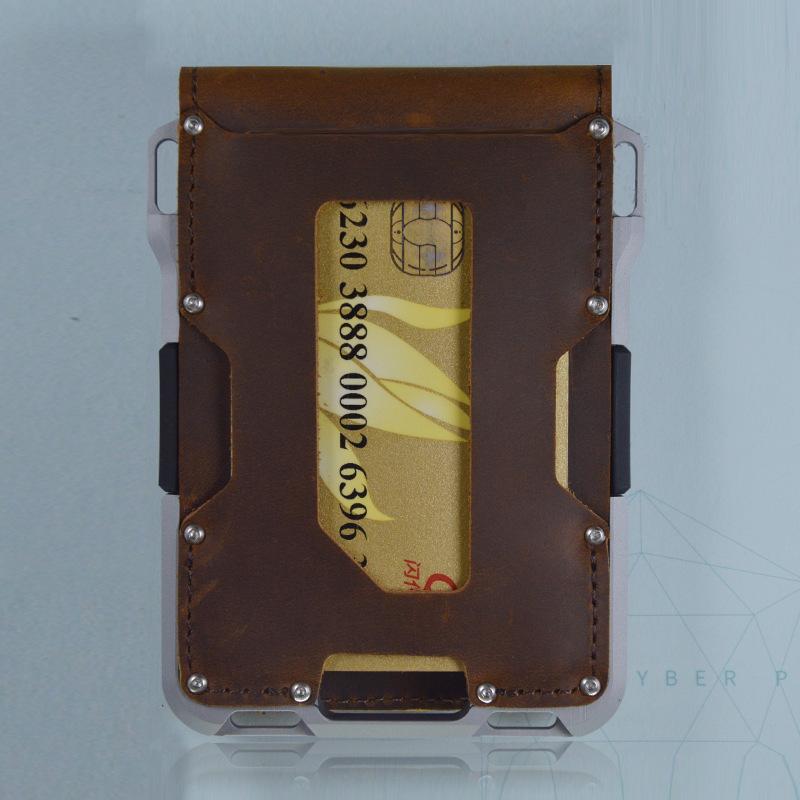 RFID Metal Antimagnetic Aluminum Alloy Card Package Multifunctional Men's Leather Credit Card Business Card Case Wallet