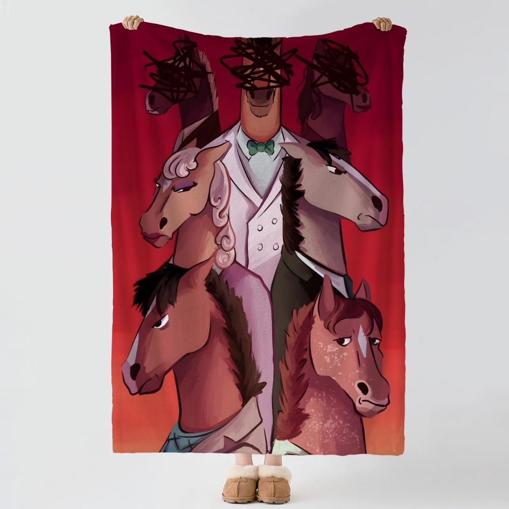 Мультяшное одеяло B-BoJack Horseman-n, плотное, комфортное, из фланели, для многоцелевого использования, в помещении, на улице, для дневного сна