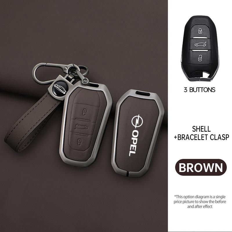 For Opel Mokka Corsa Astra Combo Grandland Insignia 2024 2025 Leather Car Key Case Cover Shell Holder Gift Keychain Accessories QS7