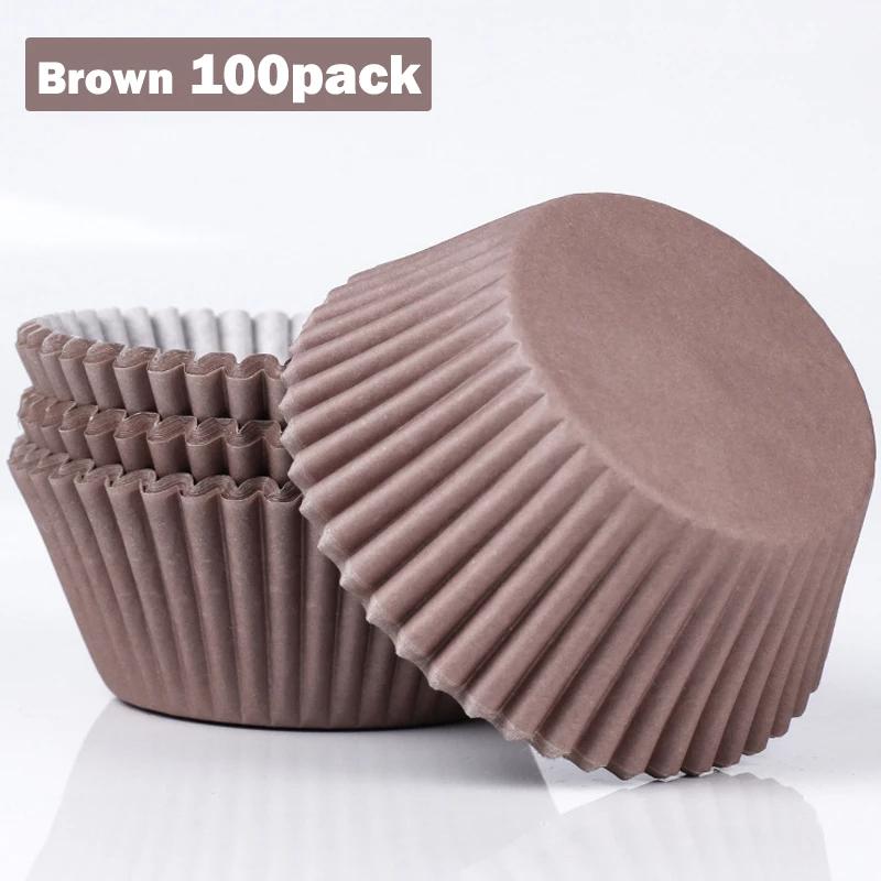 100 шт. Формочки для кексов, бумажные формочки для кексов, держатели для кексов, одноразовые, жиростойкие, для выпечки, десертов, тортов