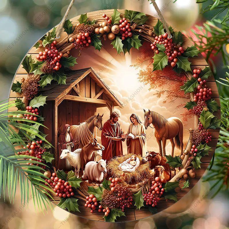 Подвеска «Святая ночь», украшение для стен или дверей дома, плоская деревянная 2D, рождественское украшение, подарки для друзей и семьи