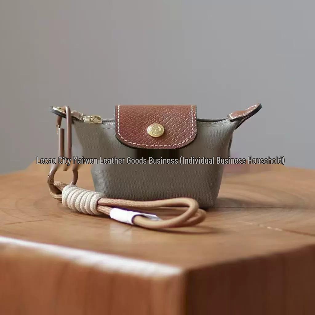 Сумка-пельмень Longxiang Mini из нейлона с кожаной отделкой - Хранение монет, наушников, помады - Милая маленькая сумка через плечо.