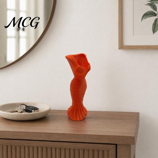 3D Printed Vase Evening Dress Vase, Elegant Mermaid Unique Decorative Plastic for Home Table Shelf Decor