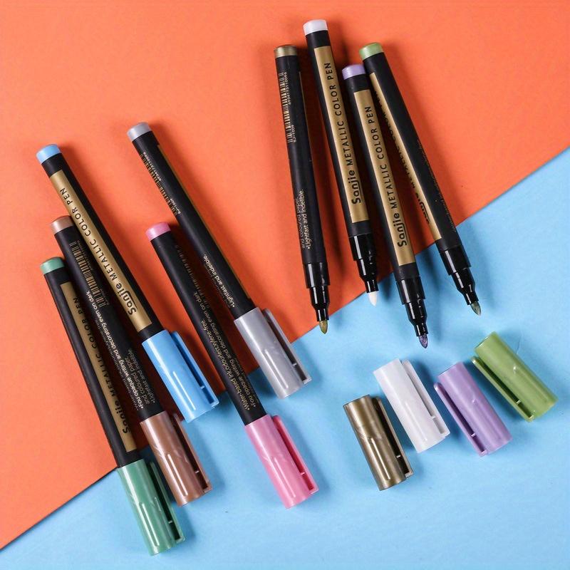 Металлические цветные маркеры, набор из 10 шт., водостойкие, разноцветные, со средним кончиком, пластиковая поверхность для рисования, создания открыток, скрапбукинга и альбомов своими руками