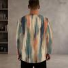 Men Plus Size Round Neck Long Sleeve Abstract Printed Casual T Shirt