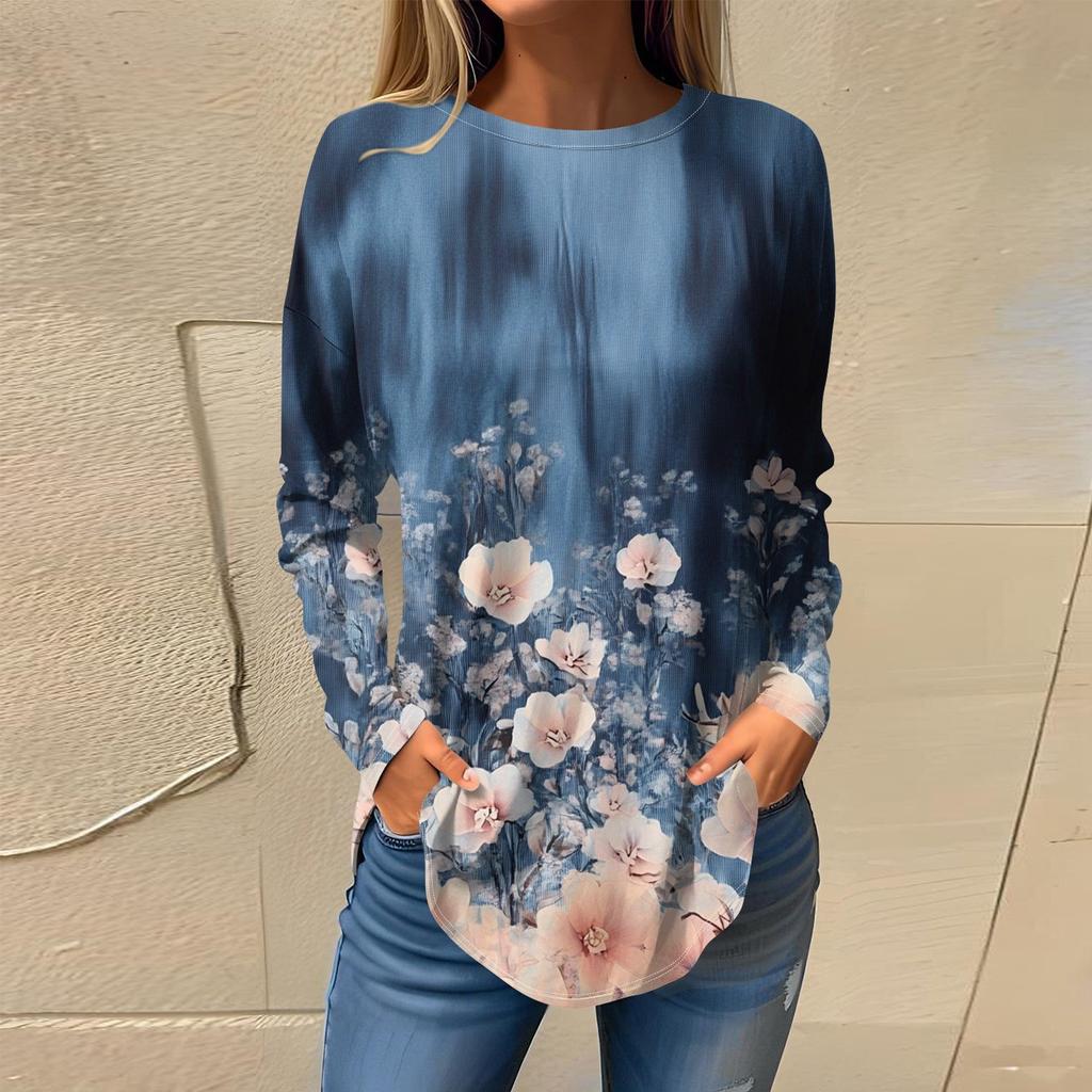 Футболки для женщин, осенние повседневные рубашки с длинным рукавом, толстовка, винтажный топ с графическим принтом, пуловер