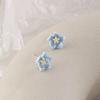 Blue Camellia Earrings for Women's New Style and Niche Design