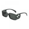 Fashion-forward Statement Plate Frame Rectangular Sunglasses Women's Grey Green