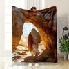 Desert Cave Figure Blanket  Printed Blanket for Living Room Bed Couch lunch break Soft Cozy Blanket for Friend's festival Gift