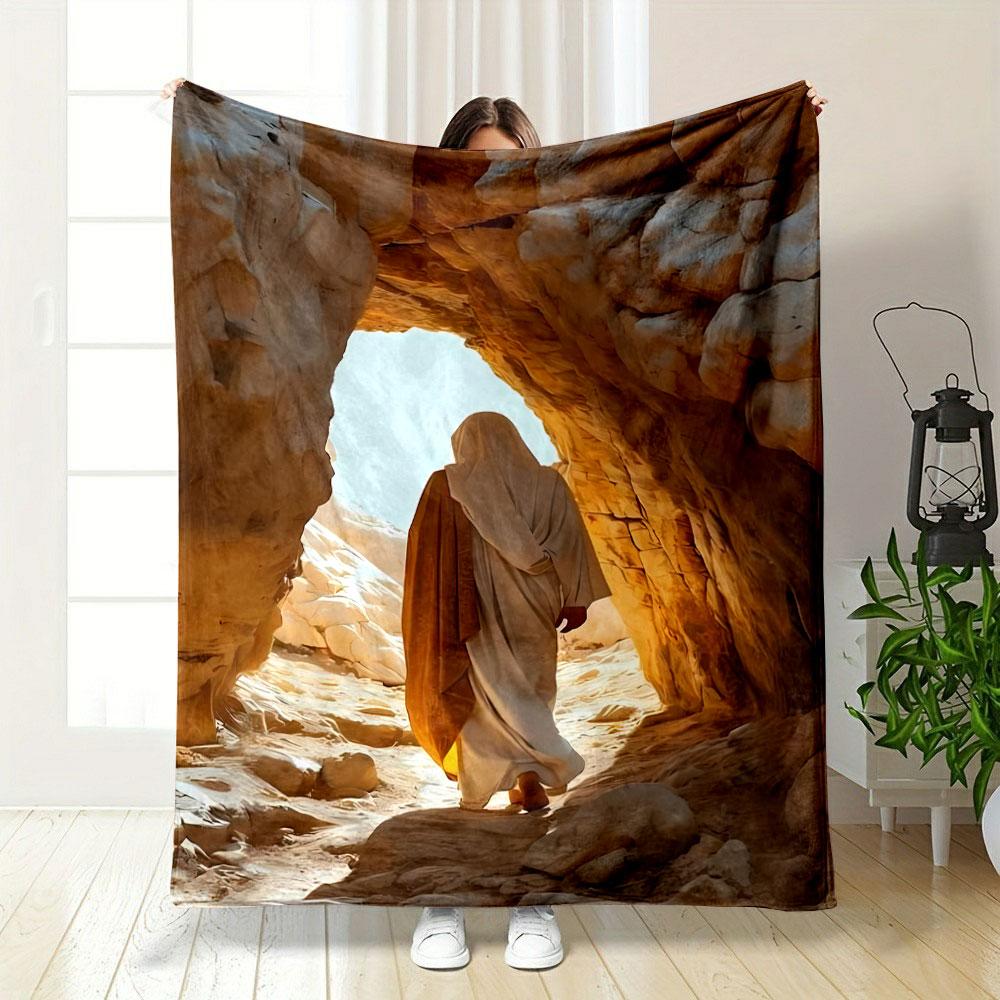 Desert Cave Figure Blanket Printed Blanket for Living Room Bed Couch lunch break Soft Cozy Blanket for Friend's festival Gift