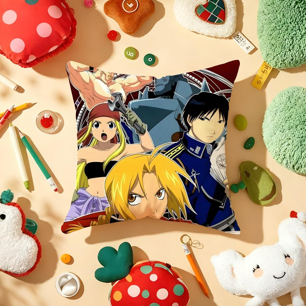 Cushion Cover Plush Fabric Soft DoubleSided Printed Sofa Warm Winter Home Gift Pillow Cover FFullmetal AAlchemist Anime
