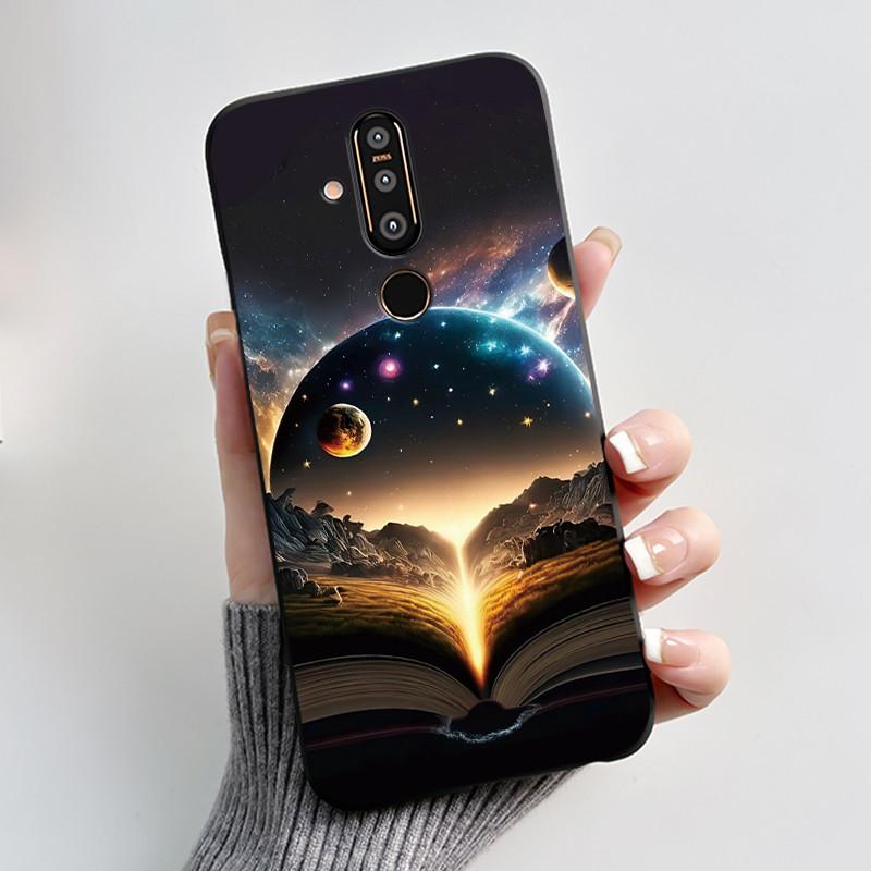 Чехол для телефона Nokia 8.1 Plus / Nokia X71, Чехол для телефона, Узор «Обширные луга с красивыми полевыми цветами», Мягкий черный чехол, Защита от царапин