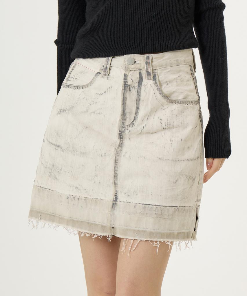 Unknown Planet Slit Mini Skirt Dirty White
