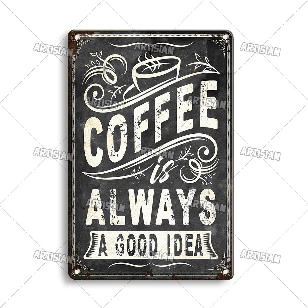 Кофе Металлическая Жестяная Табличка Винтажная Металлическая Табличка с Меню Забавная Металлическая Табличка Декоративная Тарелка Домашний Бар Кафе Стена Индустриальный Декор