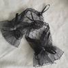Lace Short Gloves for Women Bridal Wedding Mesh Hand Sleeves with Handmade Ribbon Bow And Hook Finger Glued