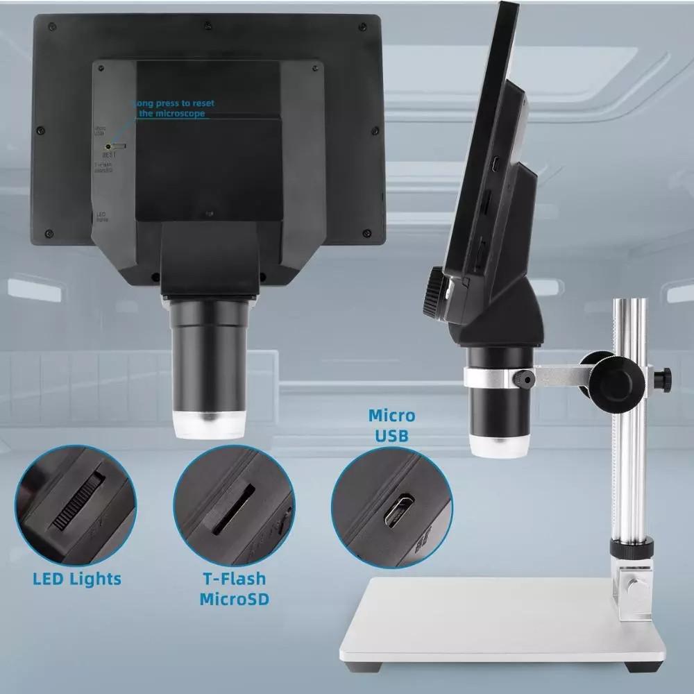 1200X Zoom 12MP HD 7‘’ Digital Microscope Electronic Microscopes Camera Magnifier LCD Display With Base