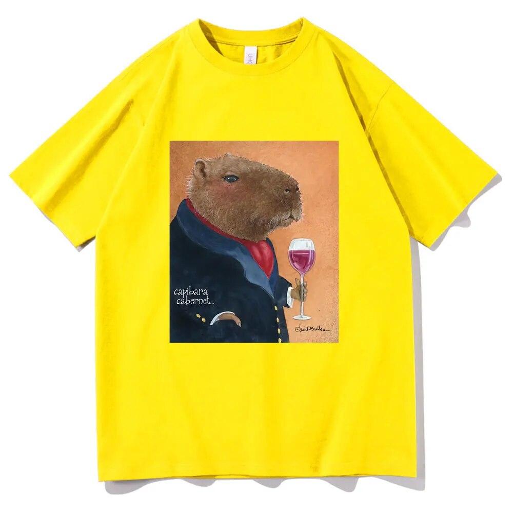 Футболка Will Bullas, забавная футболка с принтом Капибара и Каберне, унисекс, женская мода, милая футболка в стиле Харадзюку, унисекс, повседневная забавная футболка
