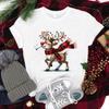Новые футболки с принтом рождественского лося для мужчин и женщин, летняя футболка femme, повседневные топы с коротким рукавом и круглым вырезом, рождественские футболки