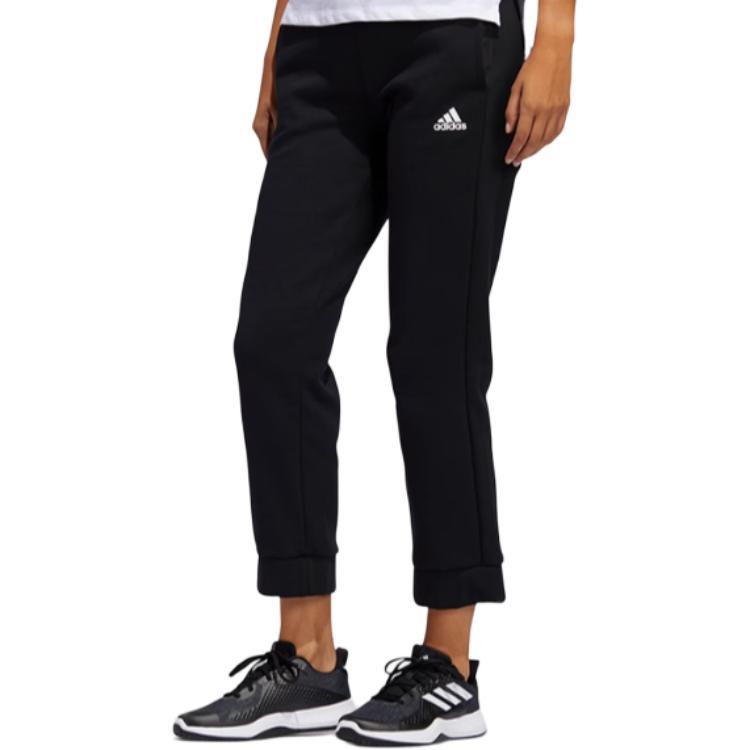 adidas Однотонные универсальные удобные мягкие трикотажные спортивные брюки средней посадки с девятью точками, женские плавки, черные FN6342