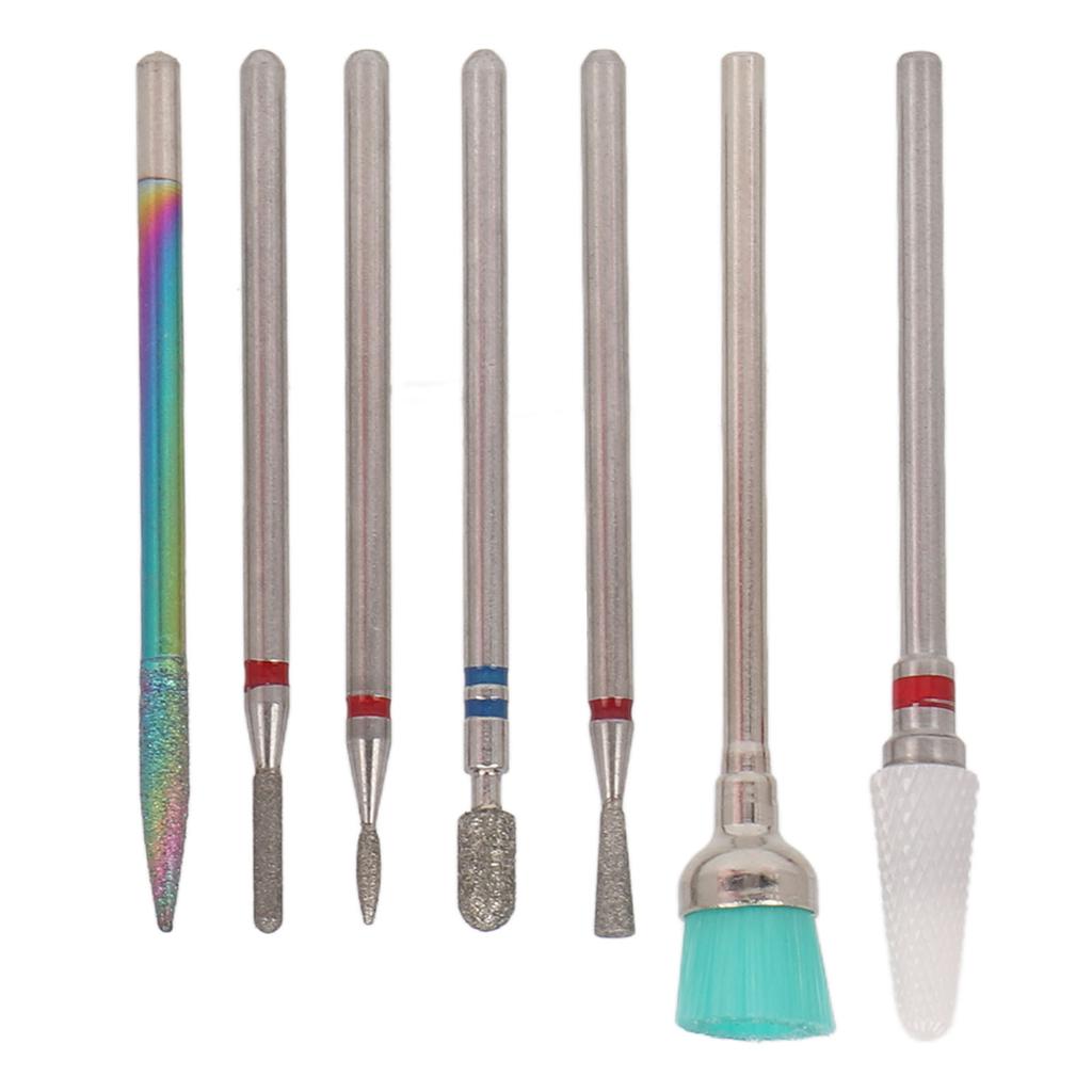 7pcs Ceramic Nail Drill Bit Rotatable Polishing Shaping Portable Cuticle Remover Bits for Nail