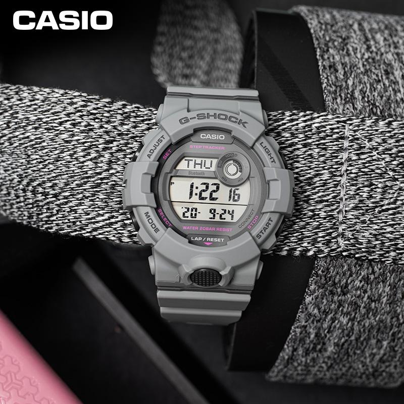 Casio Серия G-Squad Bluetooth-подключенные фитнес-многофункциональные водонепроницаемые кварцевые часы с ремешком из смолы Мужские часы Серый GMD-B800SU-8