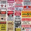 Warning Zombie Poster Danger Tin Signs Vintage Beware Of Dog No Parking No Trespassing Metal Plate Garden Home Wall Decor