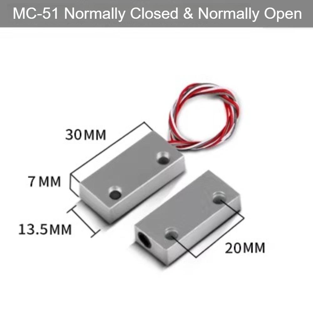 2Pairs MC-52 Wired Magnetic Door Window Contact Switch Heavy Duty Iron Door Sensor Reed Switch for Alarm System Normally Open NC 7