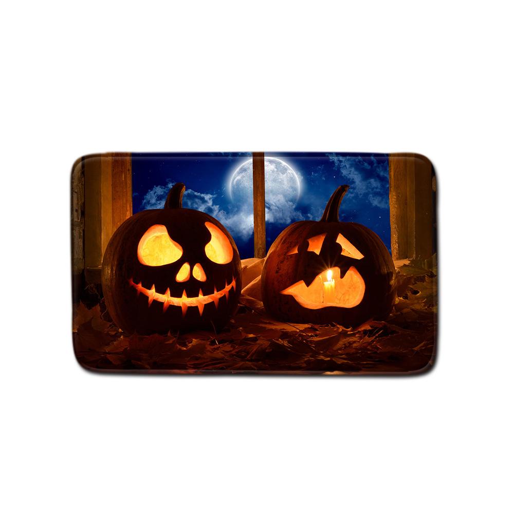 Halloween Shower Curtain Floor Mat Combination Four-Piece Set Bathroom Toilet Carpet Door Mat