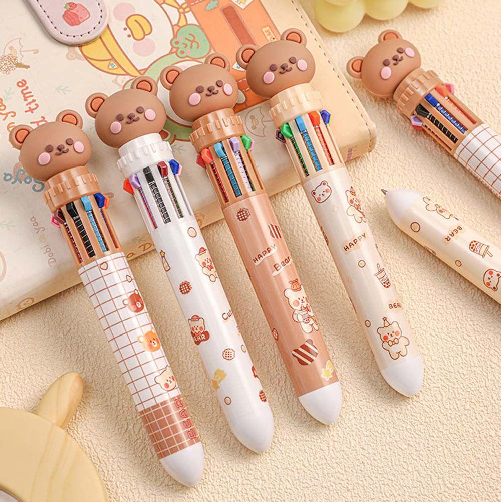 Office Supplies Stationery Student Writing Pens Cartoon Bear Ballpoint Pen Ten Color Ball Pen