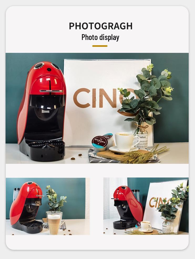 Кофемашина CINO West Lola-A с капсулами: Стильный, Регулируемый объем чашки, Роторное извлечение потоком воды