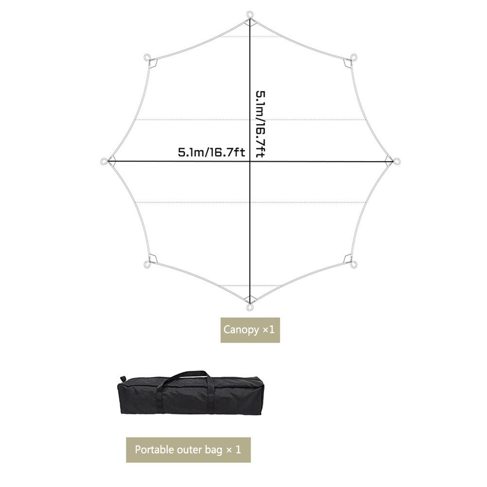 Восьмиугольный тент, складная палатка для кемпинга, расширенный брезент для пляжных путешествий, пеших прогулок