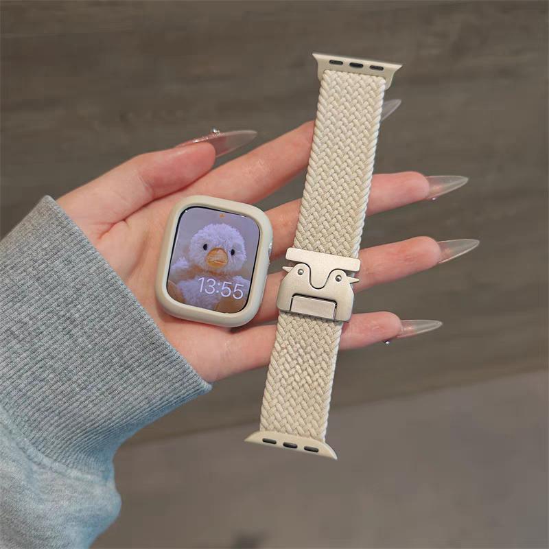 Силиконовый Чехол+Плетеный Ремешок Для Apple Watch Bands 46мм 49мм 44мм 42мм 41мм 40мм 38мм SE 10 9 6 5 Ultra 2 Нейлоновый ремешок Strap