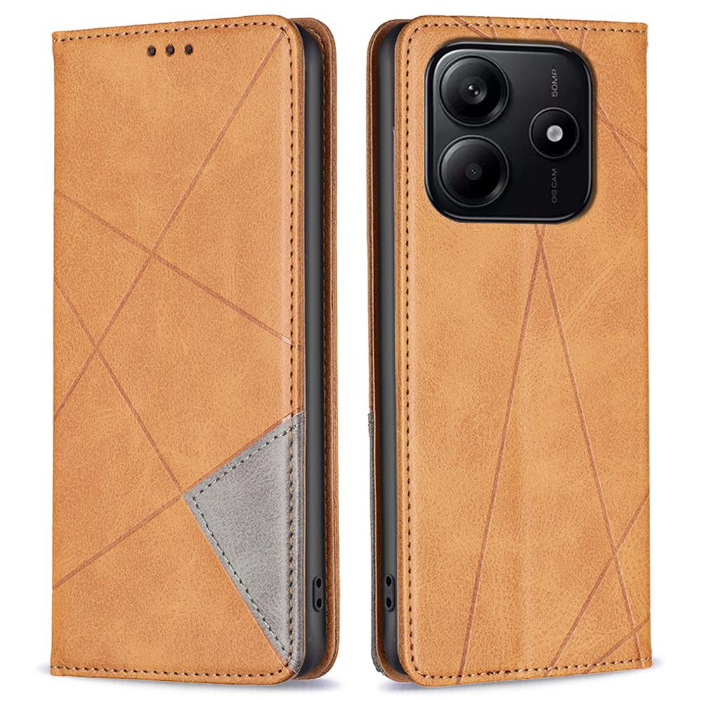 Для Xiaomi Redmi Note 14 4G (163,25x76,55x8,16 мм) Чехол Слоты для карт Геометрический оттиск Кожаный чехол для телефона