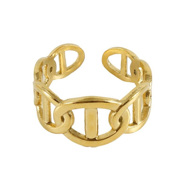 Новое модное кольцо из титановой стали с полым дизайном, нишевое простое женское трендовое открывающееся регулируемое кольцо