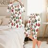 Women Plus Size Round Neck Short Sleeve Christmas Printed Pajamas Set Flared Top Capri Pants