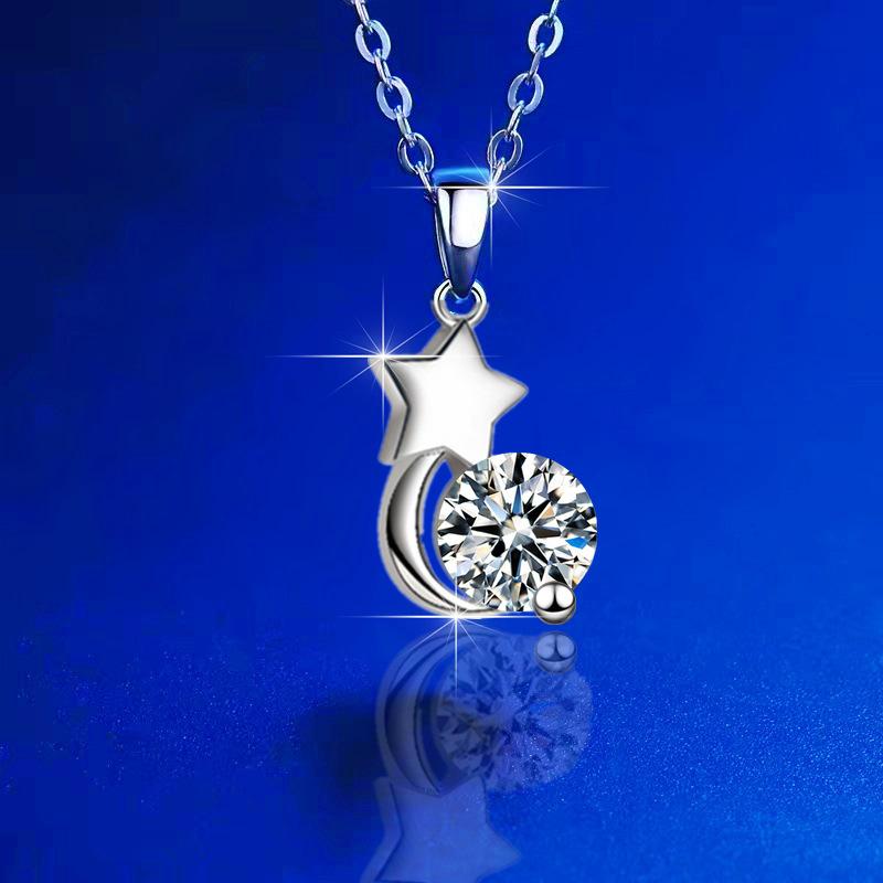 Новое ожерелье с подвеской в виде звезды и луны из стерлингового серебра S925, женская мода, простая цепочка для ключицы