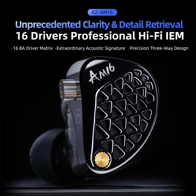KZ AM16 wired in-ear headphones 16ba balanced armature high fidelity monitor bass noise cancelling headphones sport headphones