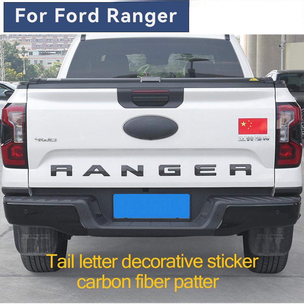 wcgvh8 For Ford Ranger tailgate engraved decorative stickers carbon fiber pattern blackelectroplated 3D logo rear bucket identification