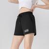 Women's Spring & Summer Pure Black Casual Sports Shorts, Quick - Dry Mid - Waist Drawstring Shorts for Fitness, Quarter Length Yoga Shorts