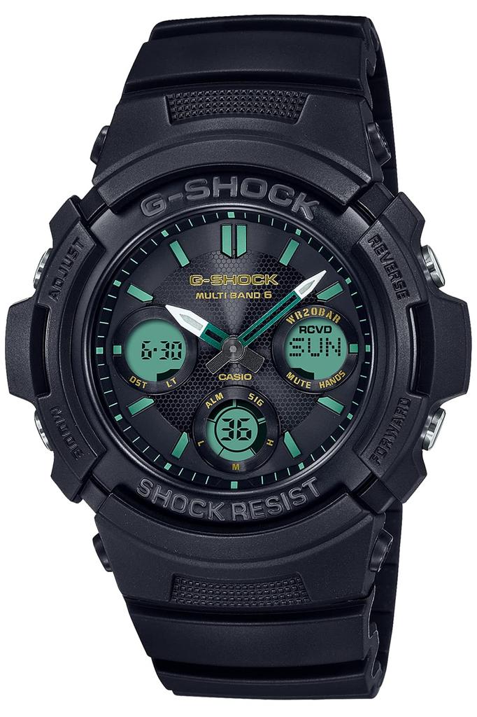 Casio Solar Бирюзовый и Коричневый Цвет Черные G-Shock AWG-M100RC-1AJF Мужские Радиоуправляемые Часы, Серия,